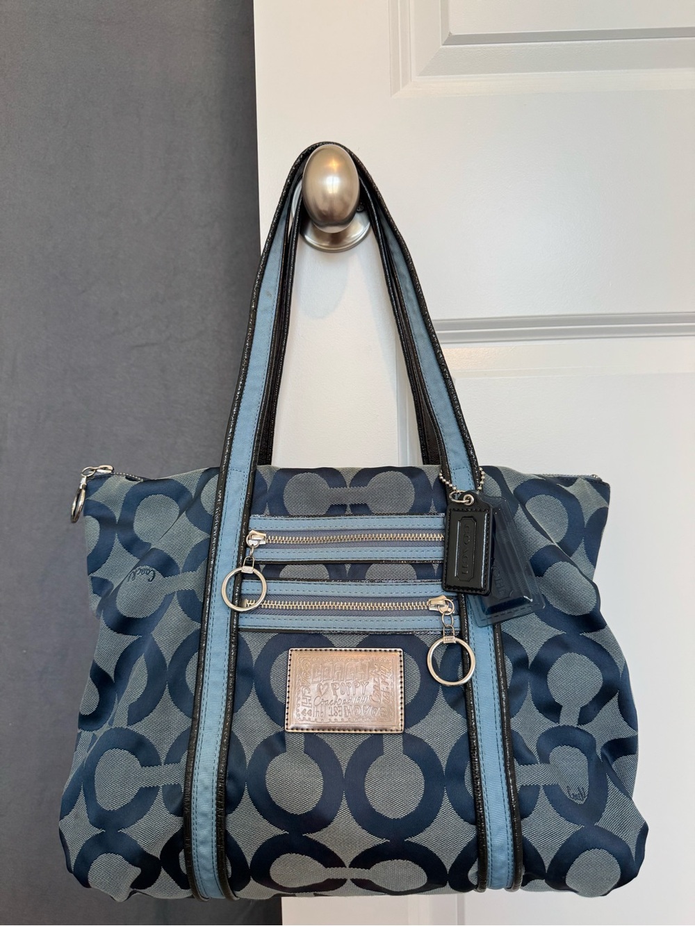 Coach 2012 Poppy Blue Graffiti Glam Handbag